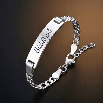 THE MEN THING Steel Bracelets ENGRAVED - PRIME MONARCH - Pure Titanium Steel 6 to 8 inch Adjustable Bracelet for Men & Boys