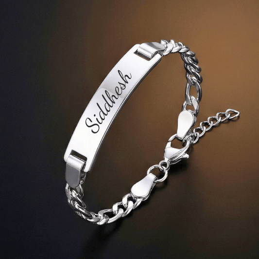 THE MEN THING Steel Bracelets ENGRAVED - PRIME MONARCH - Pure Titanium Steel 6 to 8 inch Adjustable Bracelet for Men & Boys