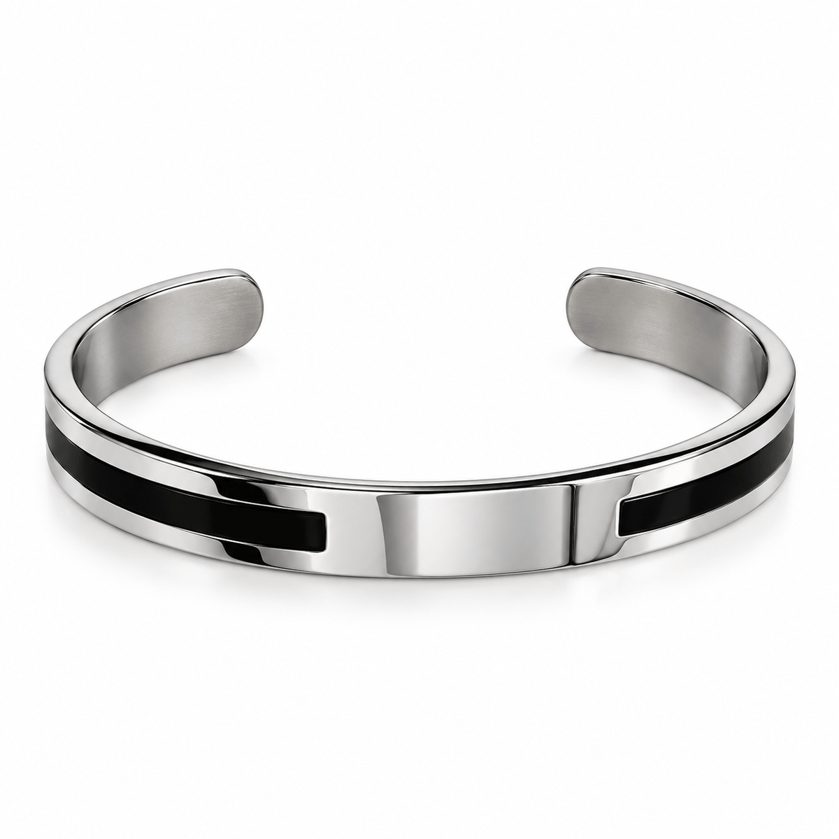 THE MEN THING Steel Bracelets ENGRAVED - STOIC SILVER - "6.5"mm Pure Stainless Steel Open Bangle Bracelet (Adjustable) for Men & Boys