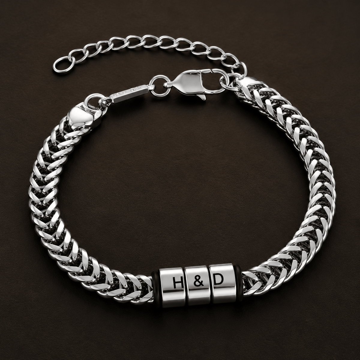 THE MEN THING Steel Bracelets ENGRAVED - TRIAX - 10mm Pure Stainless Steel  Bracelet with Lobster Claw Buckle for Men & Boys (8 to 10 inch Adjustable Cable Chain)