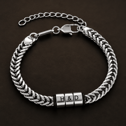 THE MEN THING Steel Bracelets ENGRAVED - TRIAX - 10mm Pure Stainless Steel  Bracelet with Lobster Claw Buckle for Men & Boys (8 to 10 inch Adjustable Cable Chain)