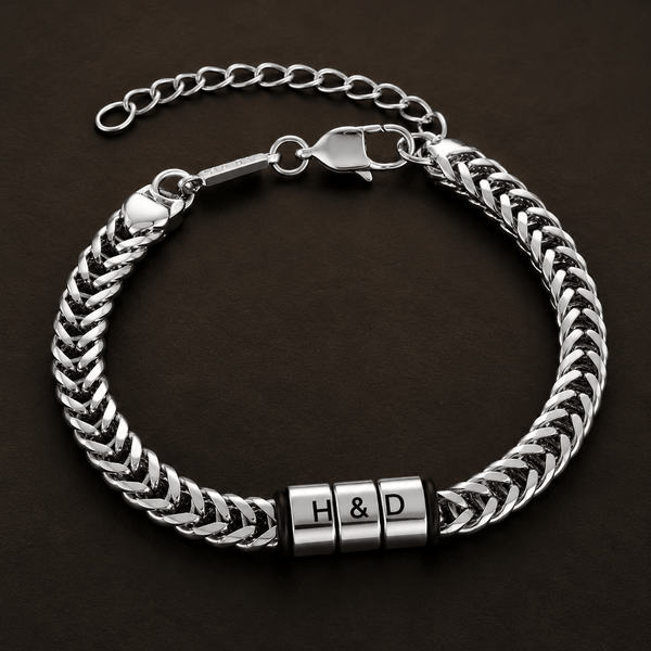 ENGRAVED - TRIAX - 10mm Pure Stainless Steel  Bracelet with Lobster Claw Buckle for Men & Boys (8 to 10 inch Adjustable Cable Chain)