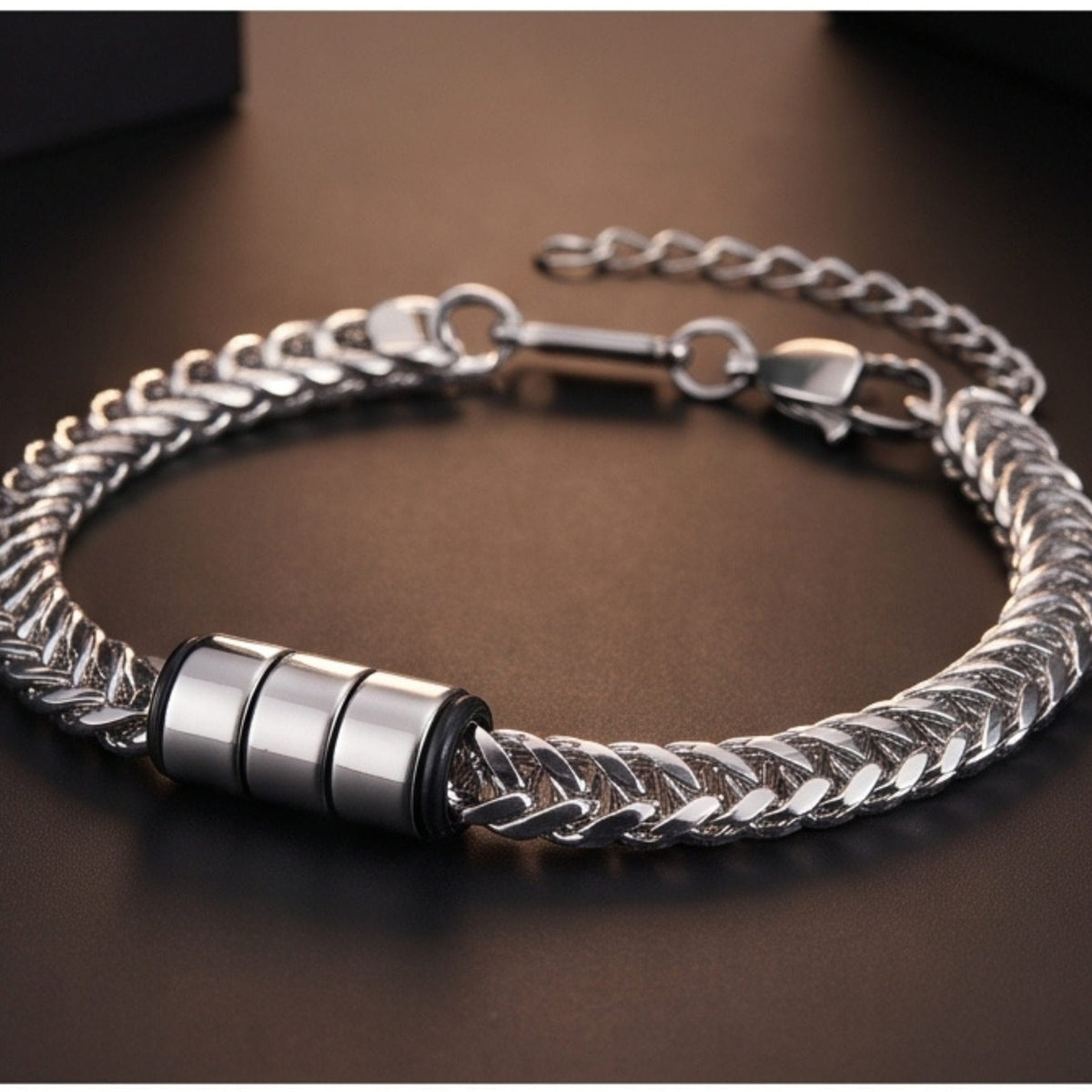 THE MEN THING Steel Bracelets ENGRAVED - TRIAX - 10mm Pure Stainless Steel  Bracelet with Lobster Claw Buckle for Men & Boys (8 to 10 inch Adjustable Cable Chain)