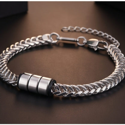 THE MEN THING Steel Bracelets ENGRAVED - TRIAX - 10mm Pure Stainless Steel  Bracelet with Lobster Claw Buckle for Men & Boys (8 to 10 inch Adjustable Cable Chain)