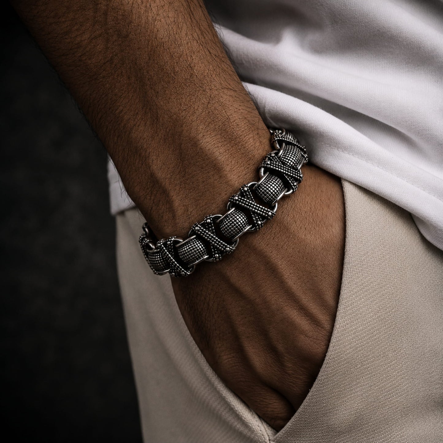 THE MEN THING Steel Bracelets ENIGMA - 15mm Pure Titanium Steel Bracelet for Men & Boy (8inch)