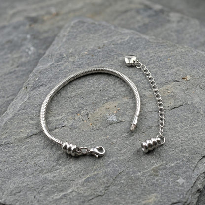 THE MEN THING Steel Bracelets ETERNA HEART - 3mm Pure Stainless Steel Adjustable Bracelet for Men & Boys