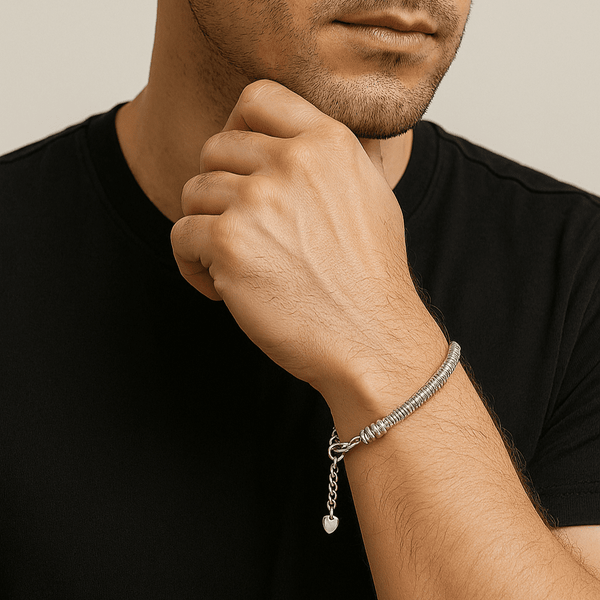 ETERNA HEART - 3mm Pure Stainless Steel Alloy Adjustable Bracelet for Men & Boys