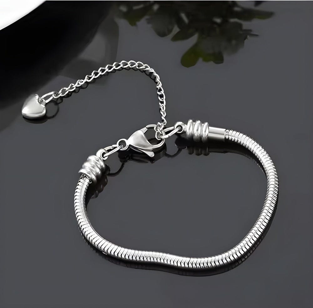 THE MEN THING Steel Bracelets ETERNA HEART - 3mm Pure Stainless Steel Alloy Adjustable Bracelet for Men & Boys