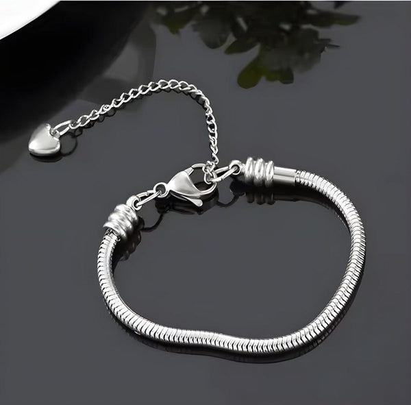 ETERNA HEART - 3mm Pure Stainless Steel Alloy Adjustable Bracelet for Men & Boys