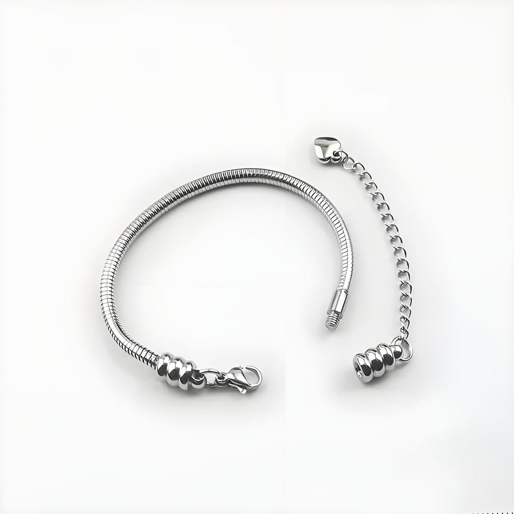 THE MEN THING Steel Bracelets ETERNA HEART - 3mm Pure Stainless Steel Alloy Adjustable Bracelet for Men & Boys