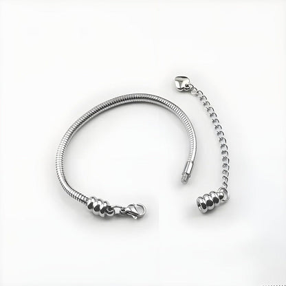 THE MEN THING Steel Bracelets ETERNA HEART - 3mm Pure Stainless Steel Alloy Adjustable Bracelet for Men & Boys