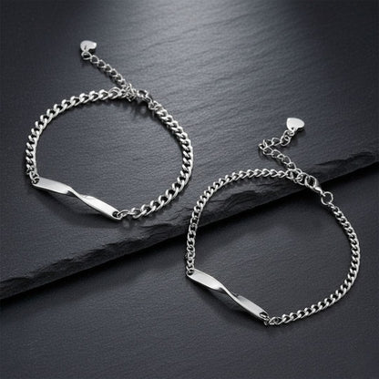 THE MEN THING Steel Bracelets ETERNAL TWISTED BAR LINK - Pure Titanium Steel Adjustable Bracelet for Men & Boys