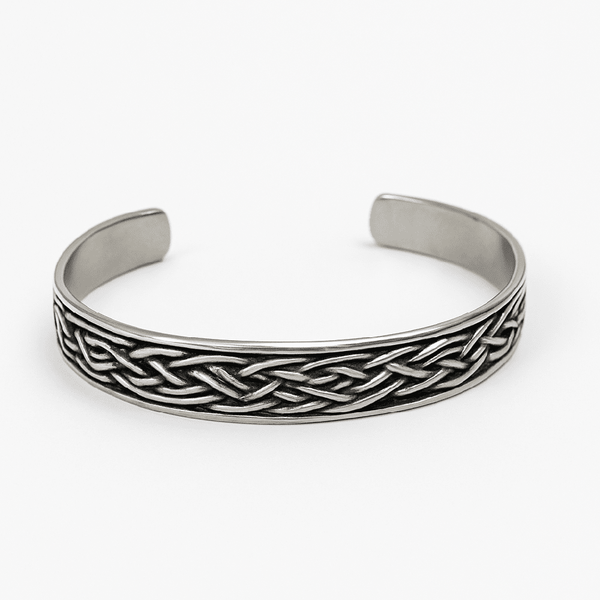 FENRIR TWIST - Pure Stainless Steel Open Bangle Bracelet (Adjustable) for Men & Boys
