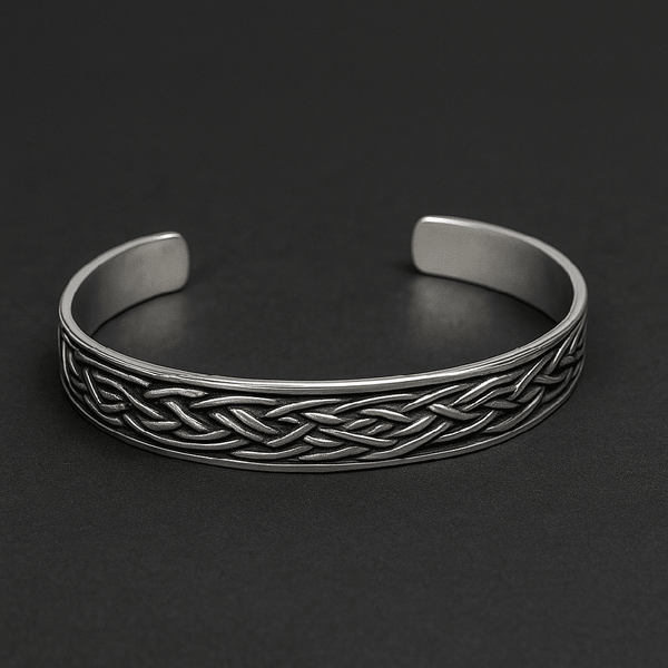 FENRIR TWIST - Pure Stainless Steel Open Bangle Bracelet (Adjustable) for Men & Boys