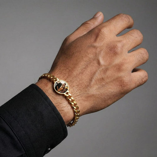 THE MEN THING Steel Bracelets FOREVER GOLDEN MEMORY - Pure Titanium Steel Adjustable Bracelet for Men & Boys