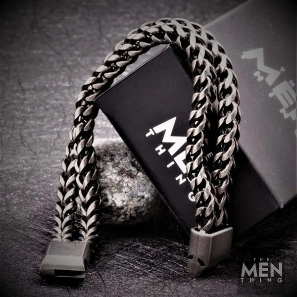 फ्रेंको डिवाइड लिंक - 12 मिमी शुद्ध स्टेनलेस स्टील ब्रेसलेट, बाइकर पंक स्टाइल ब्रेसलेट पुरुषों और लड़कों के लिए (8 इंच)