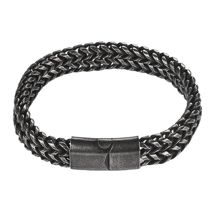 THE MEN THING Steel Bracelets FRANCO DIVIDE LINK - 12mm Pure Stainless Steel Bracelet, Biker Punk Style Bracelet for Men & Boy (8 inch)