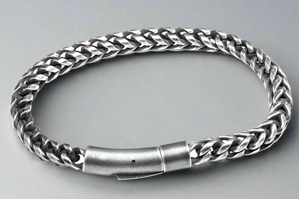 FRANCO LINK DUSKY -  6mm Pure Stainless Steel Bracelet, American trending - Black Color Biker Punk Style Bracelet for Men & Boys (8 inch)