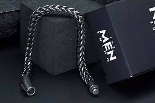 FRANCO LINK DUSKY -  6mm Pure Stainless Steel Bracelet, American trending - Black Color Biker Punk Style Bracelet for Men & Boys (8 inch)