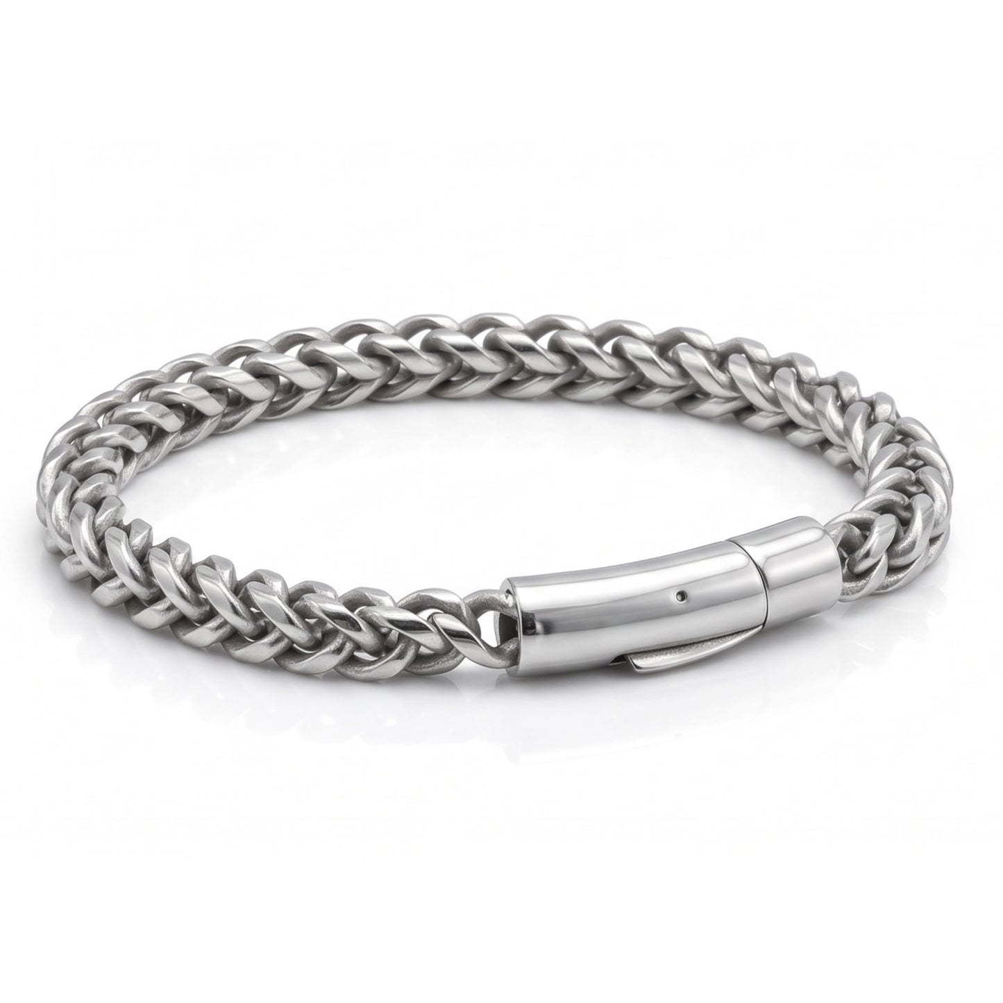 THE MEN THING Steel Bracelets FRANCO LINK DUSKY -  6mm Pure Stainless Steel Bracelet, American trending - Black Color Biker Punk Style Bracelet for Men & Boys (8 inch)