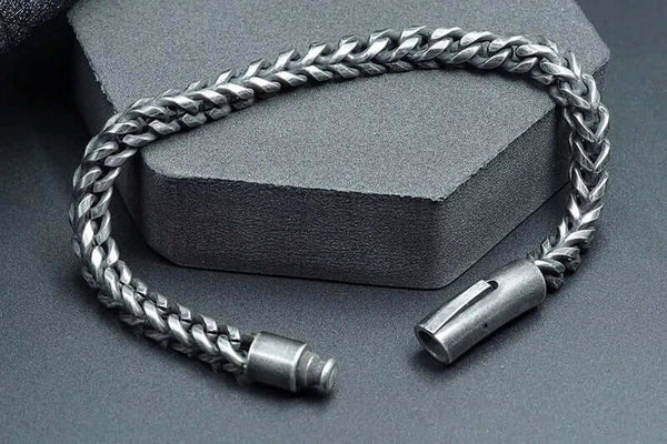 FRANCO SINGEL LINK -  6mm Pure Stainless Steel Bracelet, 8 inch American trending Biker Punk Style for Men & Boys
