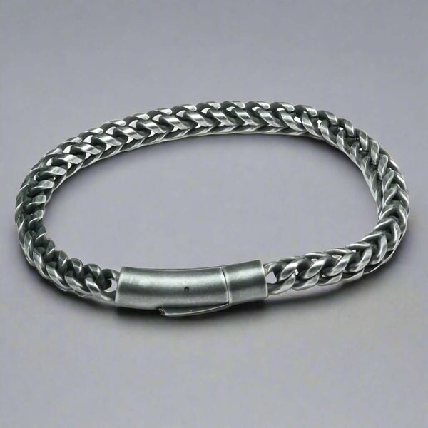 FRANCO SINGEL LINK -  6mm Pure Stainless Steel Bracelet, 8 inch American trending Biker Punk Style for Men & Boys