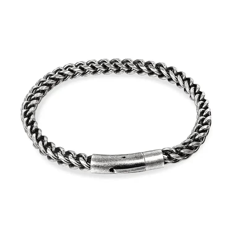 THE MEN THING Steel Bracelets FRANCO SINGEL LINK -  6mm Pure Stainless Steel Bracelet, 8 inch American trending Biker Punk Style for Men & Boys