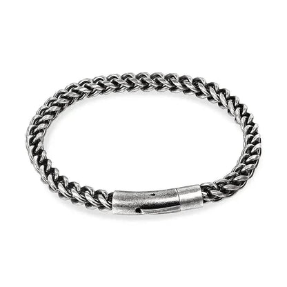 THE MEN THING Steel Bracelets FRANCO SINGEL LINK -  6mm Pure Stainless Steel Bracelet, 8 inch American trending Biker Punk Style for Men & Boys
