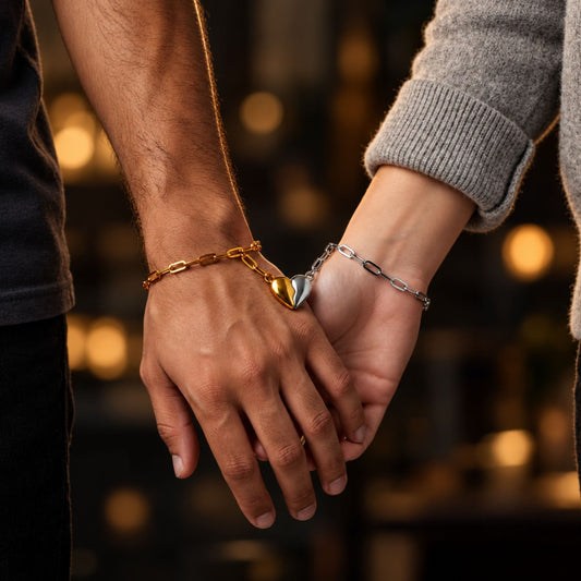 THE MEN THING Steel Bracelets FUSION LOVE - Pure Titanium Steel 8 to 10 inch Adjustable Bracelet for Men & Boys