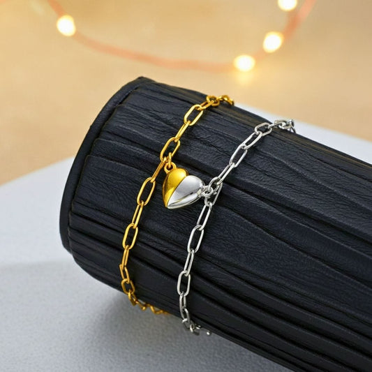 THE MEN THING Steel Bracelets FUSION LOVE - Pure Titanium Steel Adjustable Bracelet for Men & Boys