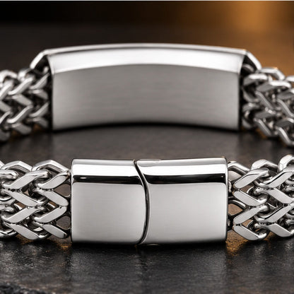 THE MEN THING Steel Bracelets FUSION MATRIX - 45mm Titanium Steel Bracelet with Stainless Steel Magnetic Buckle for Men & Boy (8 inch)
