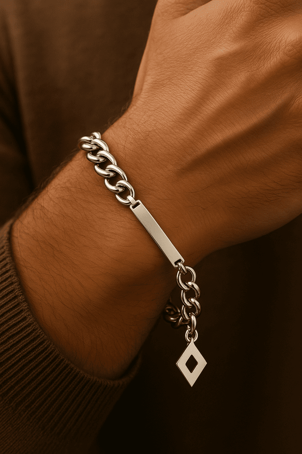 GEOMETRA - 8inch Pure Stainless Steel Bracelet, American trending Style for Men & Boy