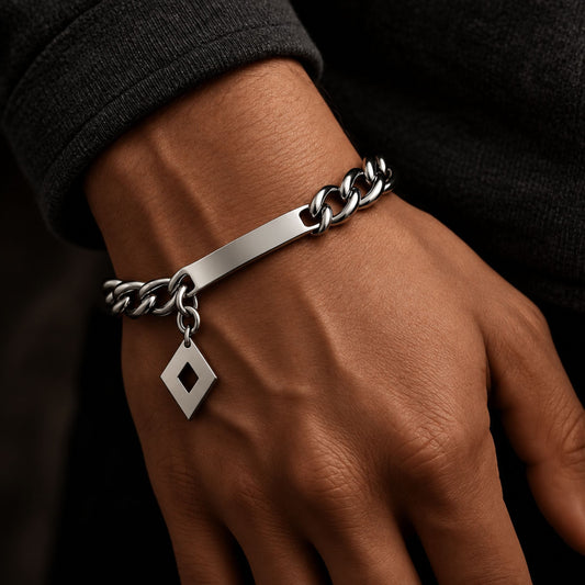 THE MEN THING Steel Bracelets GEOMETRA - 8inch Pure Stainless Steel Bracelet, American trending Style for Men & Boy