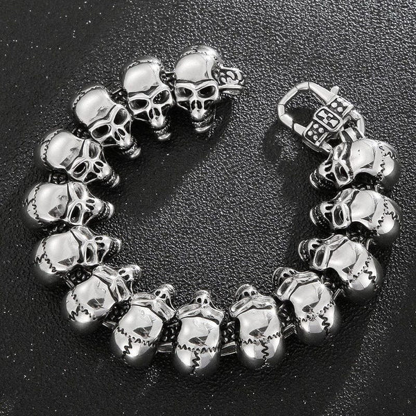 घोस्ट हेड - 22 मिमी शुद्ध टाइटेनियम स्टील ब्रेसलेट, पुरुषों और लड़कों के लिए लॉबस्टर क्लॉ बकल के साथ खोपड़ी हेड ब्रेसलेट (8 इंच)