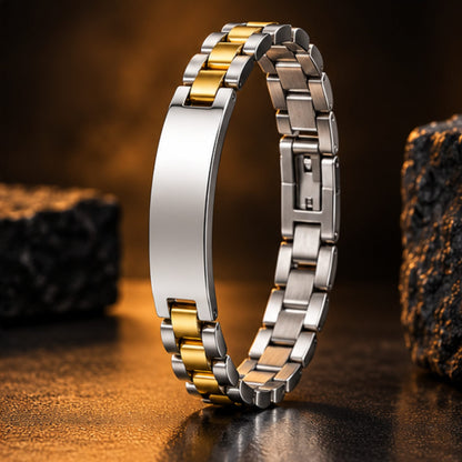 THE MEN THING Steel Bracelets GOLDEN VERTEX - 48mm Titanium Steel Bracelet with Stainless fold-over Clasp for Men & Boy (8 inch)