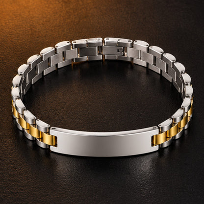 THE MEN THING Steel Bracelets GOLDEN VERTEX - 48mm Titanium Steel Bracelet with Stainless fold-over Clasp for Men & Boy (8 inch)