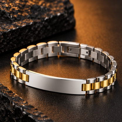 THE MEN THING Steel Bracelets GOLDEN VERTEX - 48mm Titanium Steel Bracelet with Stainless fold-over Clasp for Men & Boy (8 inch)