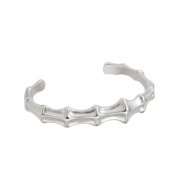 GRIMSPINE - Pure Stainless Steel Open Bangle Bracelet (Adjustable) for Men & Boys