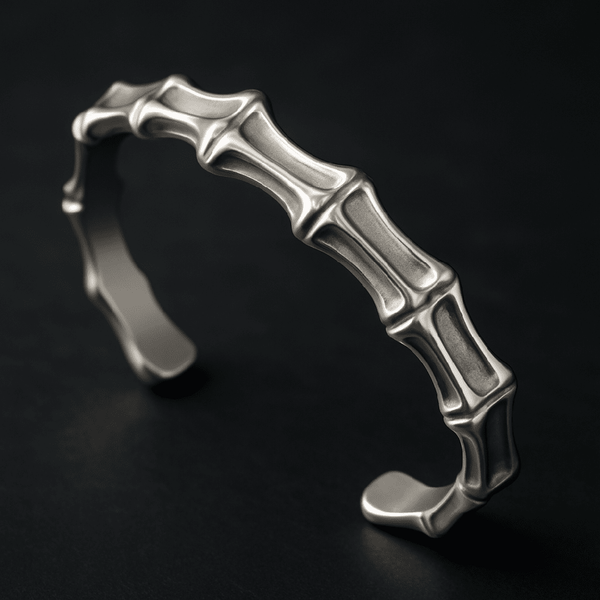 GRIMSPINE - Pure Stainless Steel Open Bangle Bracelet (Adjustable) for Men & Boys