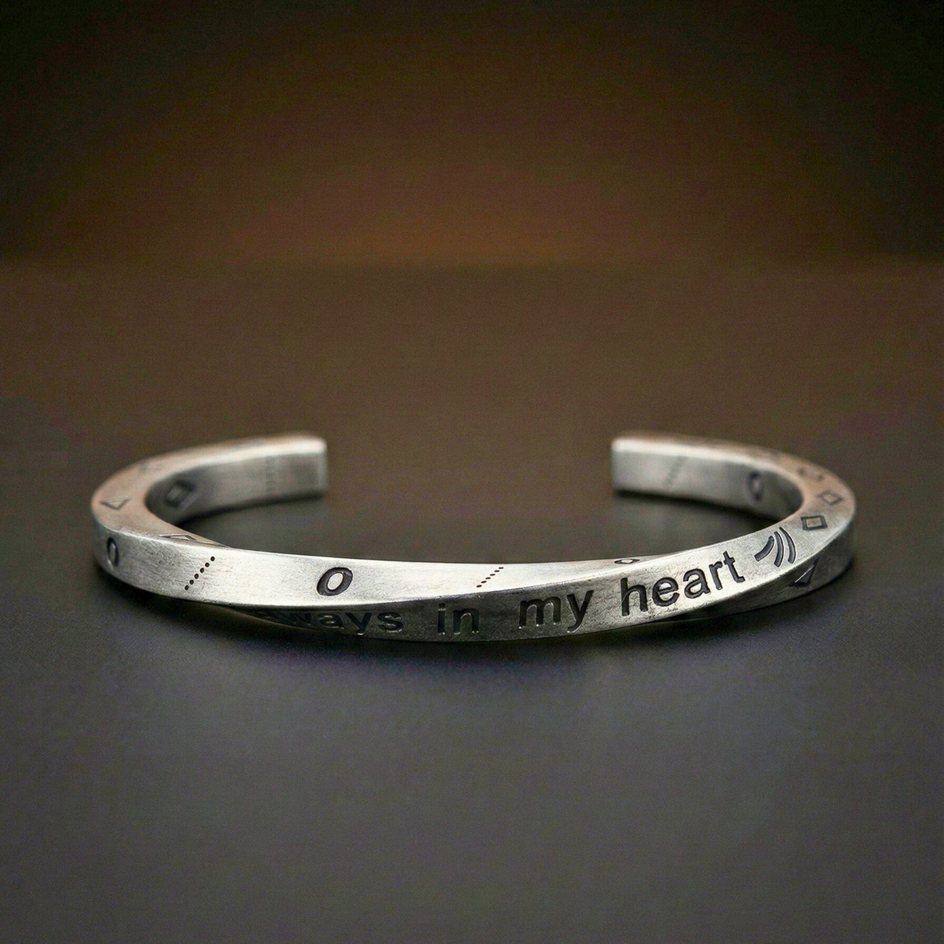 THE MEN THING Steel Bracelets HEART SIGIL - 8mm Pure Stainless Steel Open Bangle Bracelet (Adjustable) for Men & Boys