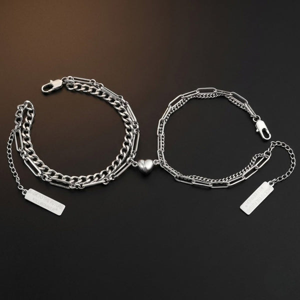 HEARTFUSE - Pure Stainless Steel with Lobster Clasp for Men and Couples Bracelet  (8inch)