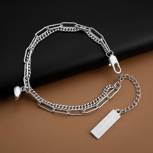 HEARTFUSE - Pure Stainless Steel with Lobster Clasp for Men and Couples Bracelet  (8inch)