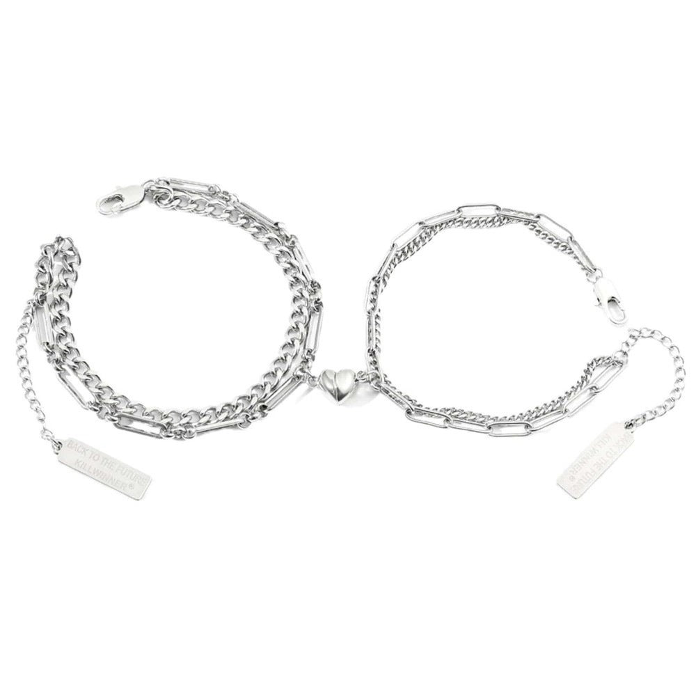 THE MEN THING Steel Bracelets HEARTFUSE - Pure Stainless Steel with Lobster Clasp for Men and Couples Bracelet  (8inch)