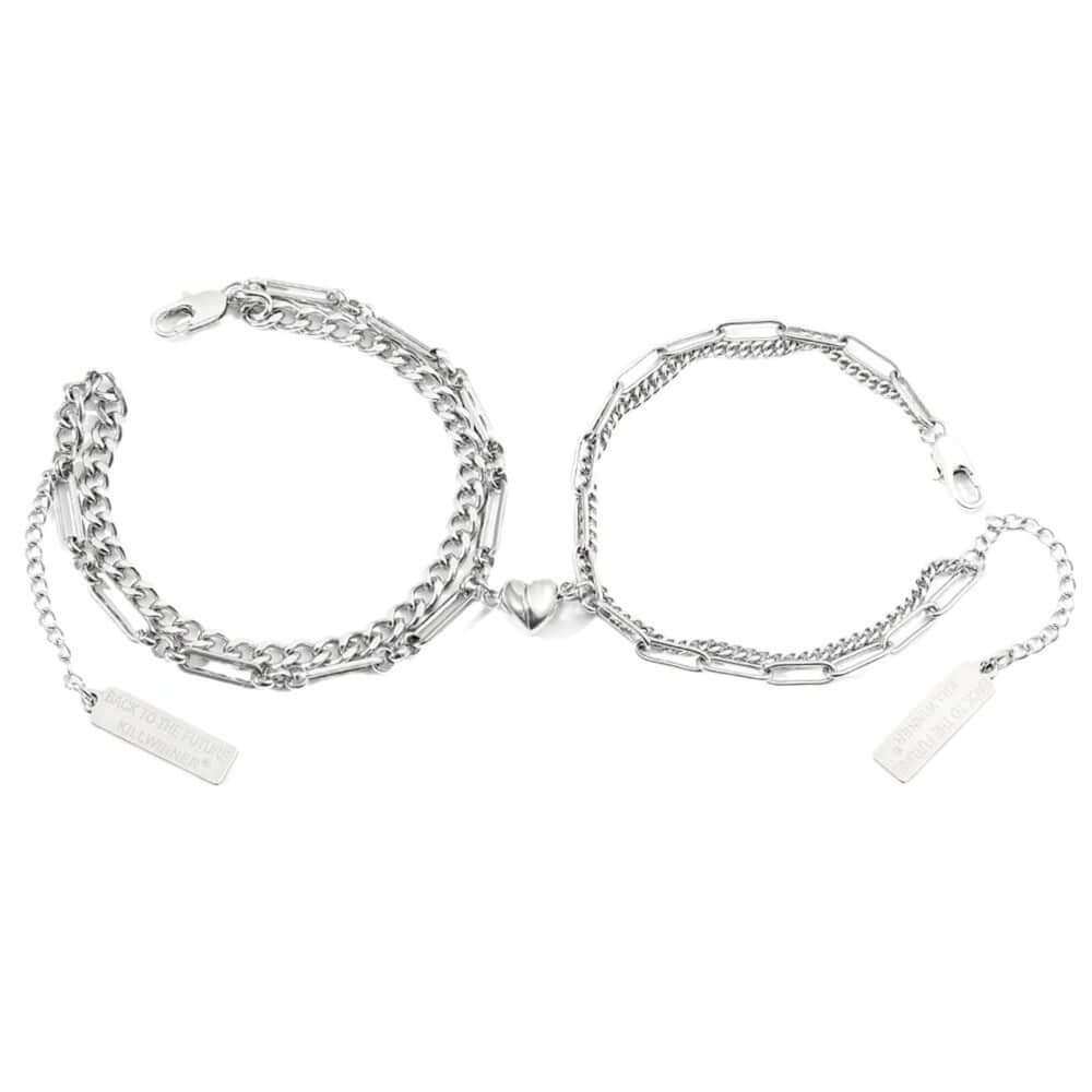 THE MEN THING Steel Bracelets HEARTFUSE - Pure Stainless Steel with Lobster Clasp for Men and Couples Bracelet  (8inch)