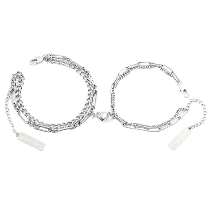 THE MEN THING Steel Bracelets HEARTFUSE - Pure Stainless Steel with Lobster Clasp for Men and Couples Bracelet  (8inch)