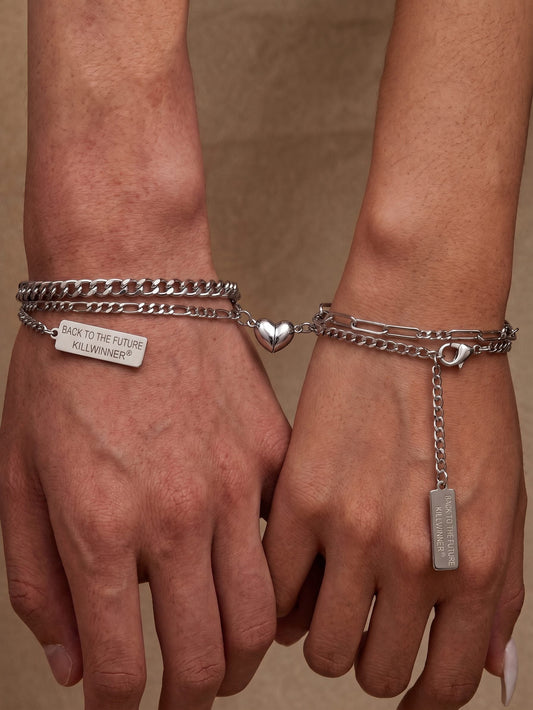 THE MEN THING Steel Bracelets HEARTFUSE - Pure Stainless Steel with Lobster Clasp for Men and Couples Bracelet  (8inch)