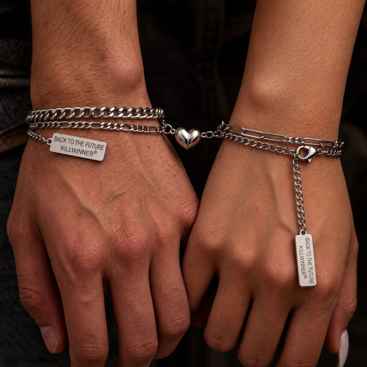 THE MEN THING Steel Bracelets HEARTFUSE - Pure Stainless Steel with Lobster Clasp for Men and Couples Bracelet  (8inch)