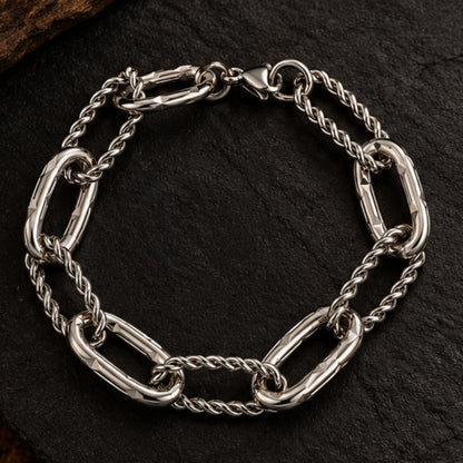 THE MEN THING Steel Bracelets HELIX LINK - 12mm Titanium Steel Bracelet with Lobster Clasp for Men & Boy (8 inch)