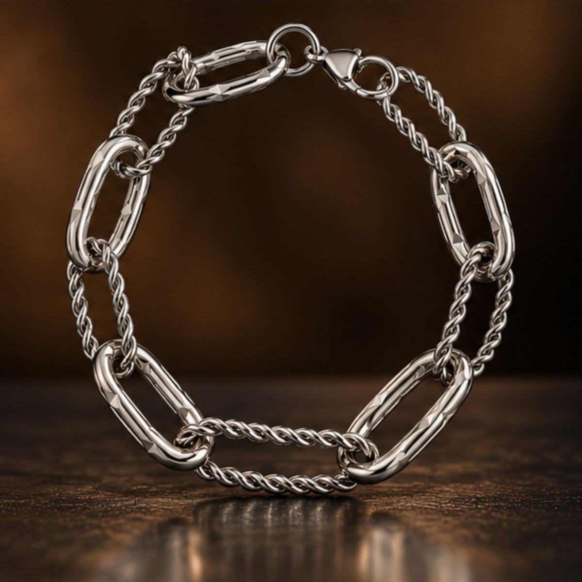 THE MEN THING Steel Bracelets HELIX LINK - 12mm Titanium Steel Bracelet with Lobster Clasp for Men & Boy (8 inch)
