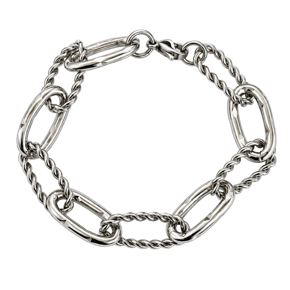 THE MEN THING Steel Bracelets HELIX LINK - 12mm Titanium Steel Bracelet with Lobster Clasp for Men & Boy (8 inch)